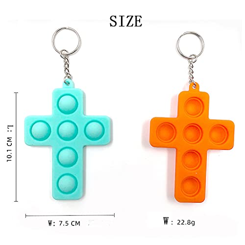 4 Pack Mini Cross Shape Pop Bubble Fidget Keychain – Silicone Stress Relief Toys for Kids & Adults | MLYYQ