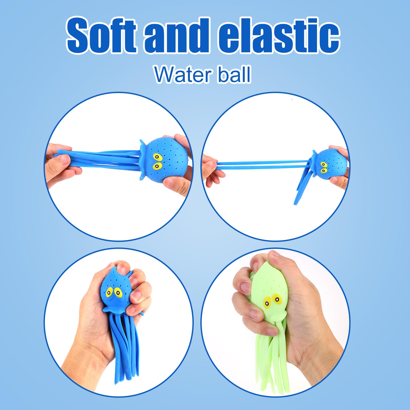 4-Pack Octopus Water Balls for Kids | Soft Sensory Bath Toys & Pool Splashers by lasuroa