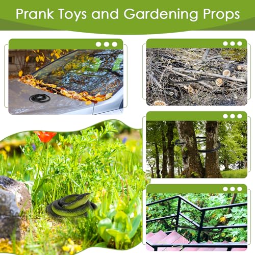 4-Pack Realistic Rubber Black Mamba Snakes for Pranks, Garden Bird Deterrent, and Halloween Decor