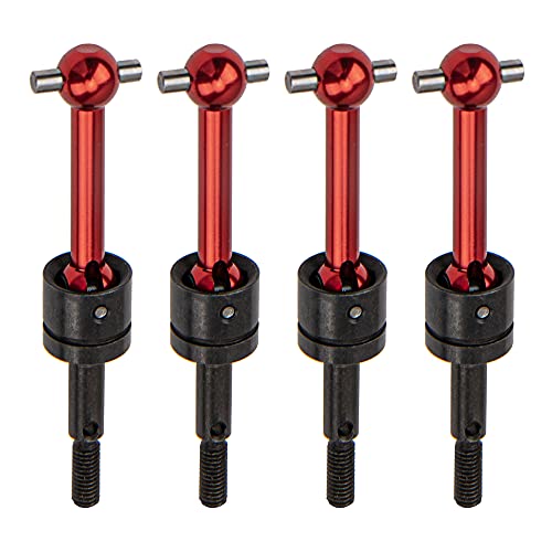4-Pack Red Metal CVD Drive Shafts for Tamiya TT01 TT02 1/10 RC Car - Upgrade Replacement Parts