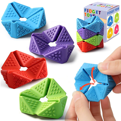 4-Pack Sensory Fidget Cubes – Silent Silicone Flip Toys for Anxiety Relief, Autism, ADHD – Textured Stimulation for Kids & Adults