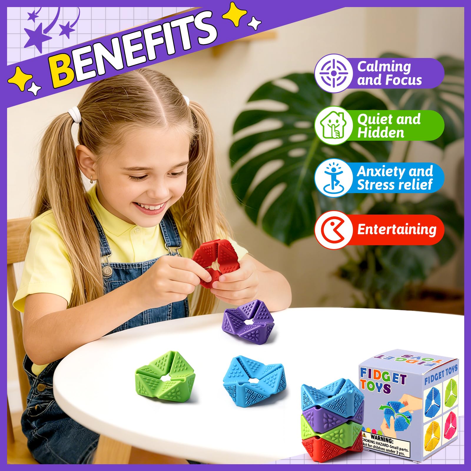4-Pack Sensory Fidget Cubes – Silent Silicone Flip Toys for Anxiety Relief, Autism, ADHD – Textured Stimulation for Kids & Adults