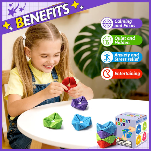 4-Pack Sensory Fidget Cubes – Silent Silicone Flip Toys for Anxiety Relief, Autism, ADHD – Textured Stimulation for Kids & Adults