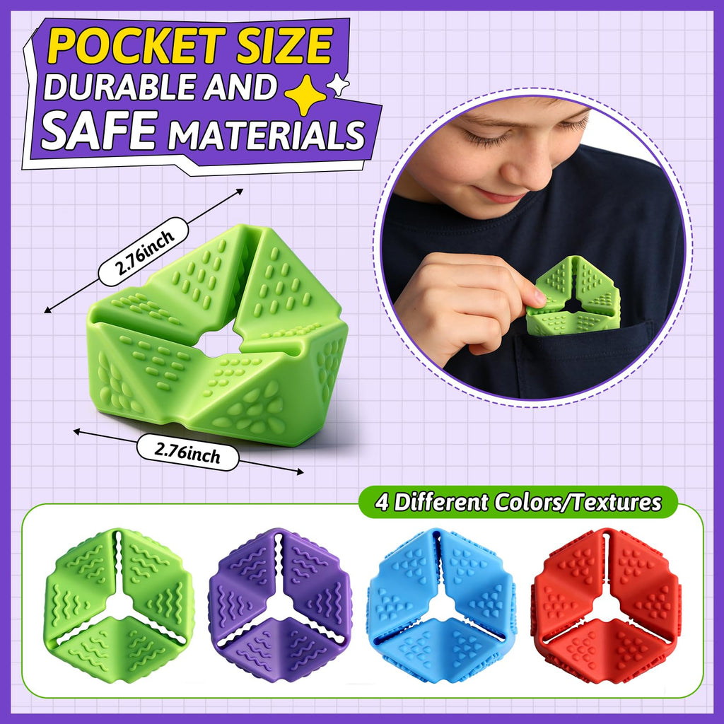 4-Pack Sensory Fidget Cubes – Silent Silicone Flip Toys for Anxiety Relief, Autism, ADHD – Textured Stimulation for Kids & Adults