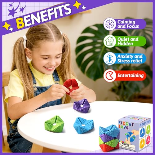 4-Pack Sensory Fidget Cubes – Silent Silicone Flip Toys for Anxiety Relief, Autism, ADHD – Textured Stimulation for Kids & Adults