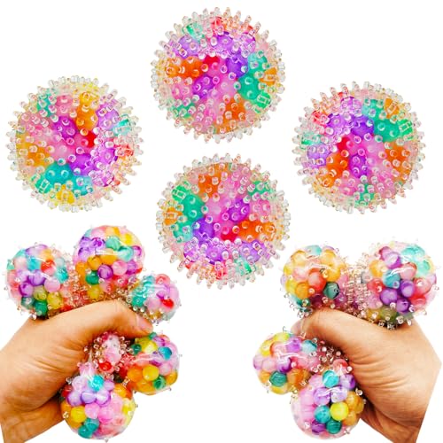 4 Pack Squishy Stress Balls for Adults – TPR Fidget Toys for Anxiety Relief and Focus