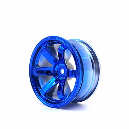 4-Piece 1/10 RC Tires & Plastic Rims for On-Road Touring Drift Cars - Blue