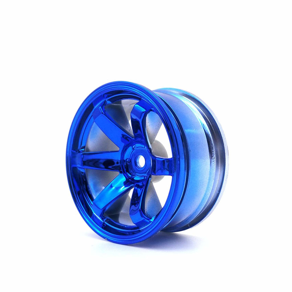 4-Piece 1/10 RC Tires & Plastic Rims for On-Road Touring Drift Cars - Blue