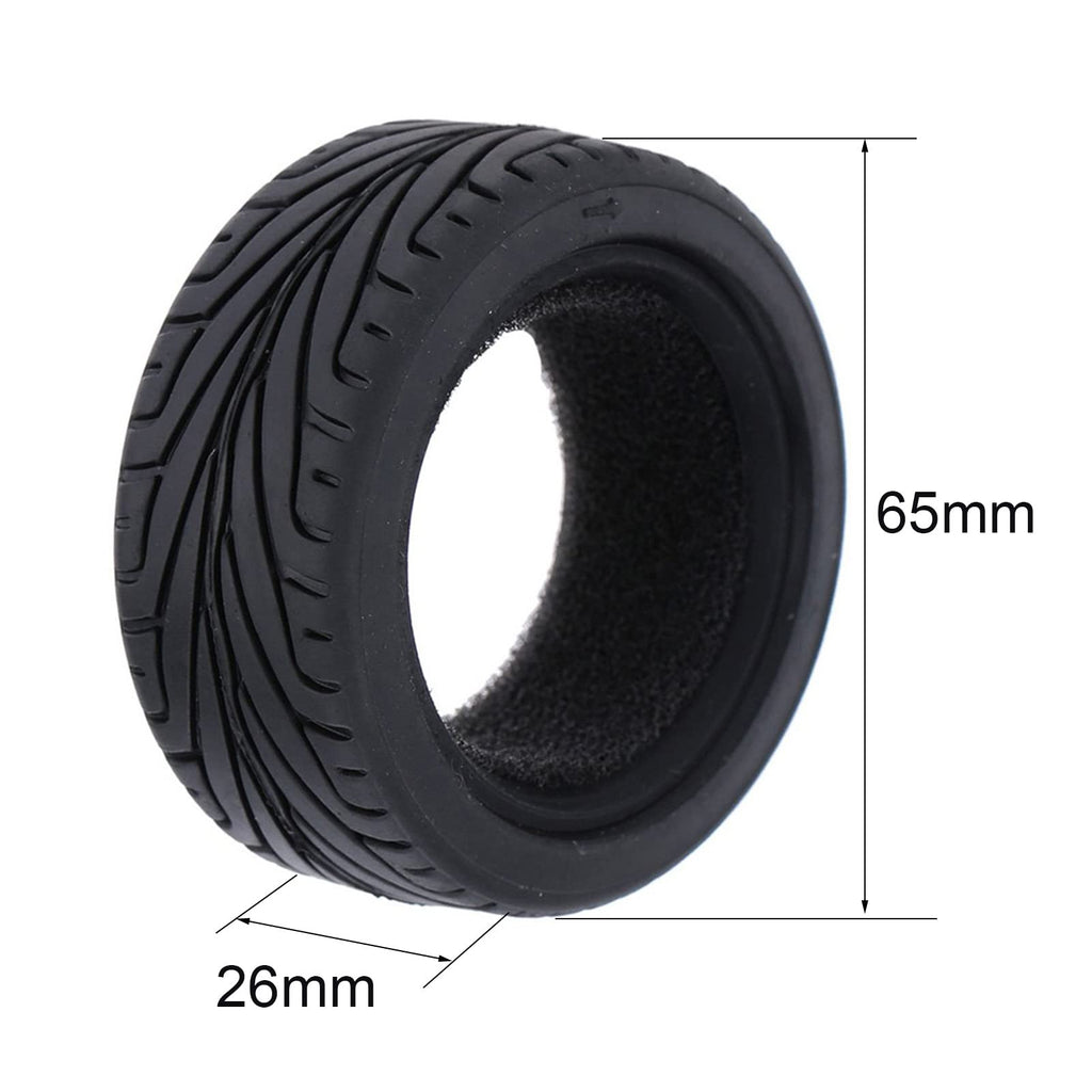 4-Piece 1/10 RC Tires & Plastic Rims for On-Road Touring Drift Cars - Blue