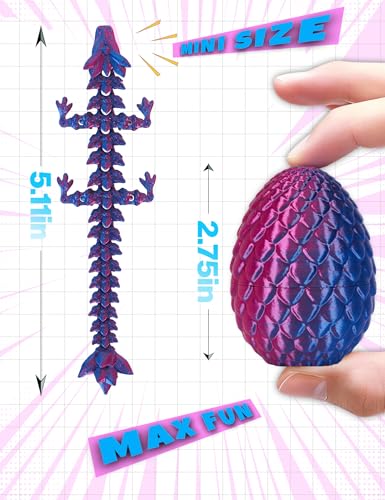 4-Piece 3D Printed Dragon Egg Set with Poseable Crystal Dragons for Easter and Party Favors