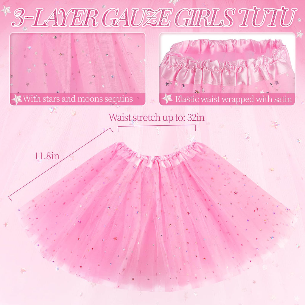 4-Piece Butterfly Fairy Costume Set for Girls 3-8 - Pink Tutu, Wings, Wand & Headband