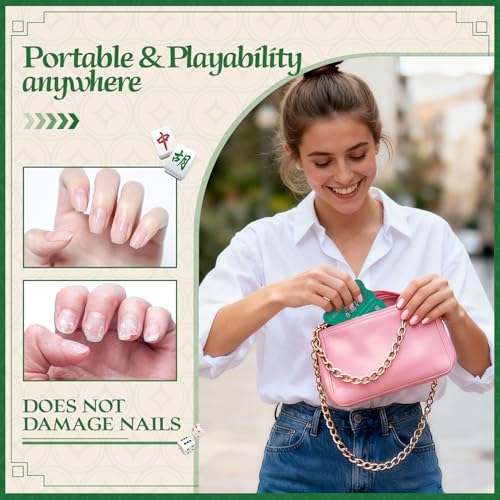 4-Piece Mahjong Tile Shuffler Set with Printed Rules – Manual Mixer for Beginners (Powder Blusher Pink & Green)