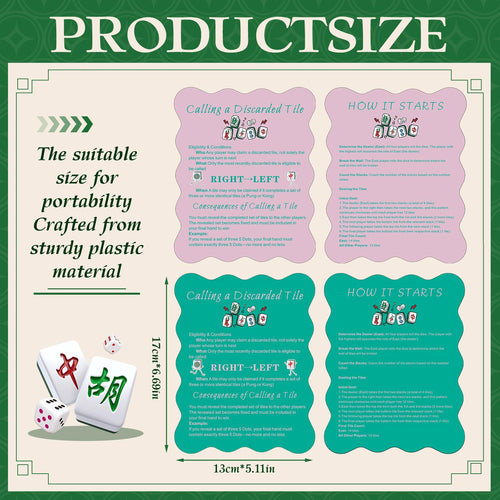 4-Piece Mahjong Tile Shuffler Set with Printed Rules – Manual Mixer for Beginners (Powder Blusher Pink & Green)