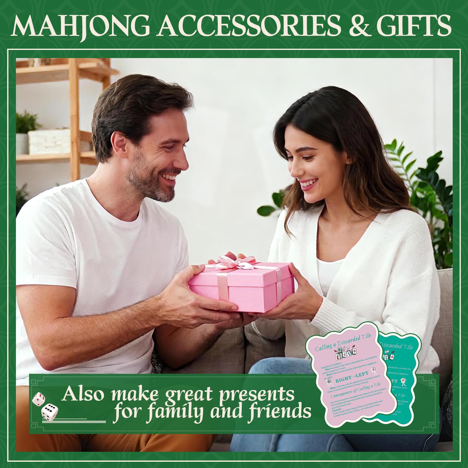 4-Piece Mahjong Tile Shuffler Set with Printed Rules – Manual Mixer for Beginners (Powder Blusher Pink & Green)