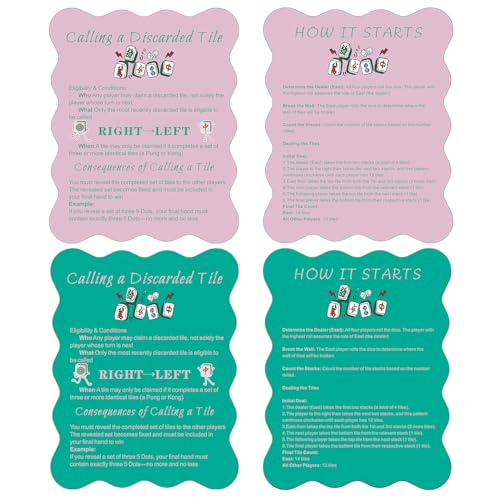 4-Piece Mahjong Tile Shuffler Set with Printed Rules – Manual Mixer for Beginners (Powder Blusher Pink & Green)