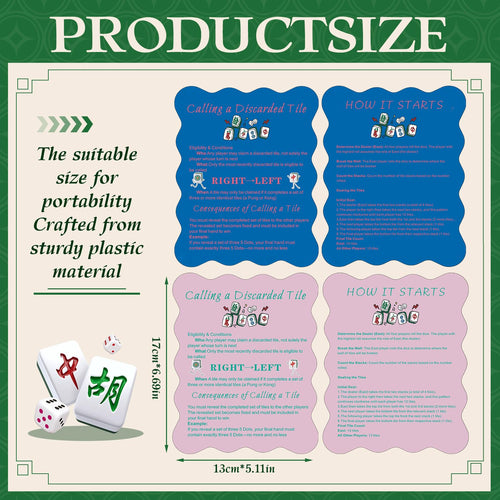 4-Piece Mahjong Tile Shufflers with Printed Rules – Manual Shufflers for Beginners, Pink & Blue