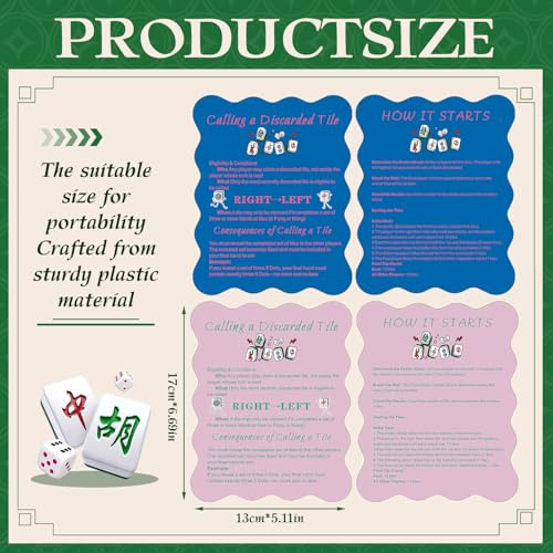 4-Piece Mahjong Tile Shufflers with Printed Rules – Manual Shufflers for Beginners, Pink & Blue