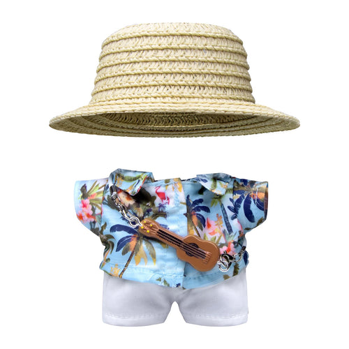 4-Piece Summer Vacation Outfit for 6.7in/17cm Dolls - Includes Hat, Shirt, Pants & Guitar