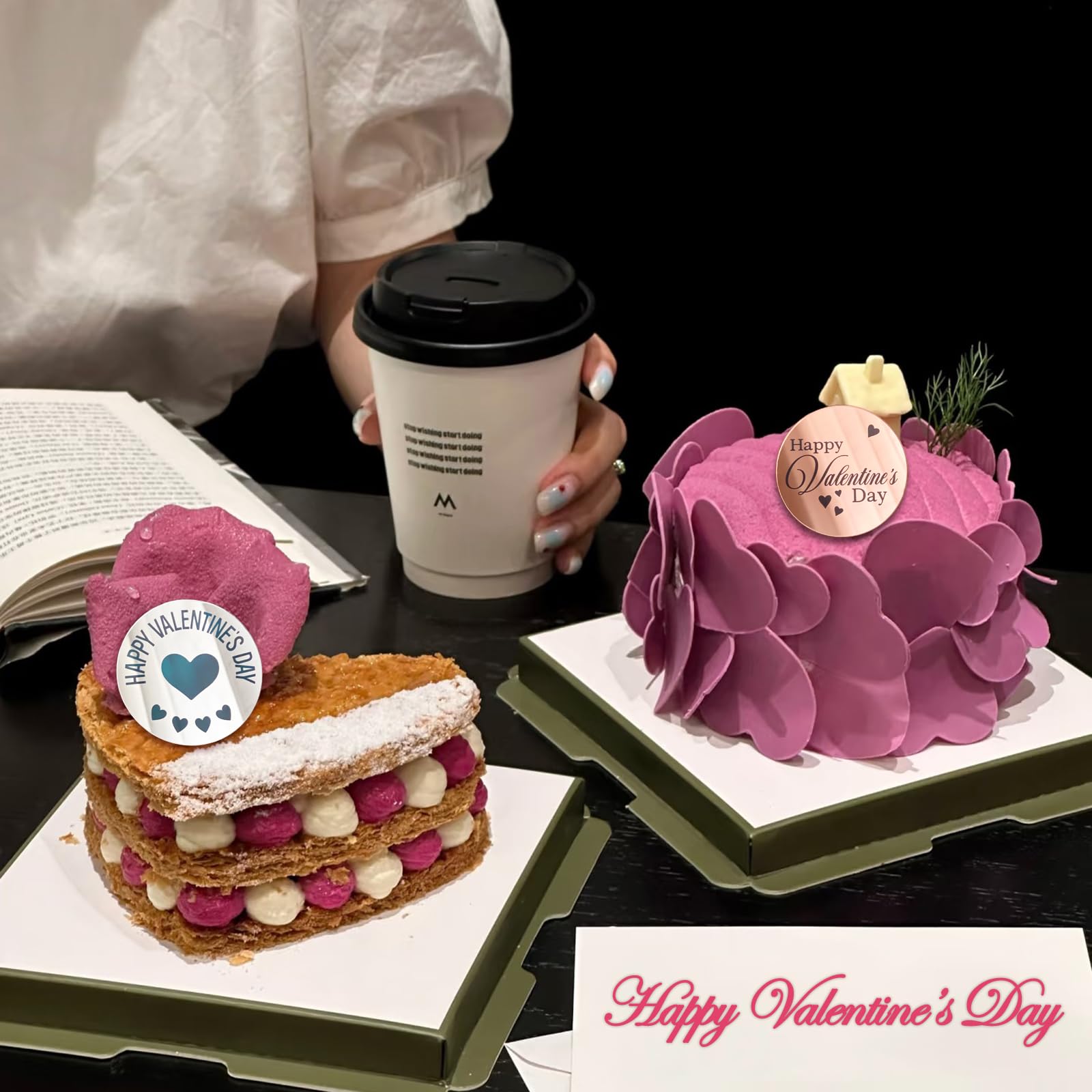 40 Acrylic Happy Valentine's Day Cupcake Toppers – 4 Colors, Mirror Finish, Reusable