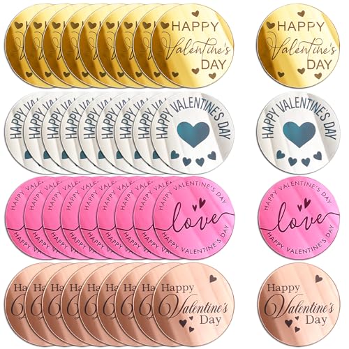 40 Acrylic Happy Valentine's Day Cupcake Toppers – 4 Colors, Mirror Finish, Reusable