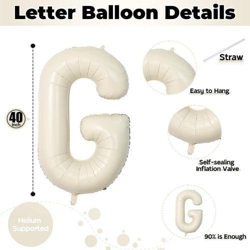 40 Inch Beige GRAD Balloons for Graduation Party Decor - Large Cream Foil Letters for Class of 2026