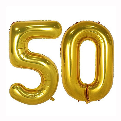 40 Inch Gold Foil 50th Birthday Balloons Set - Jumbo Number 5 and 0 for Women or Men Party Decorations