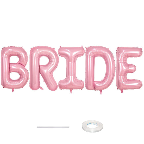 40 Inch Pastel Pink BRIDE Foil Balloon Set - 5 Large Letter Balloons for Bridal Shower, Bachelorette Party Decorations