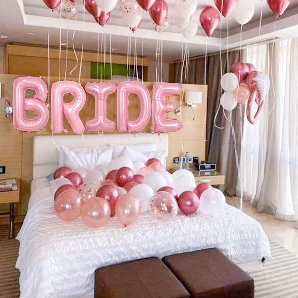40 Inch Pastel Pink BRIDE Foil Balloon Set - 5 Large Letter Balloons for Bridal Shower, Bachelorette Party Decorations