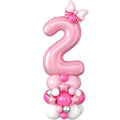 40 Inch Pink Number 2 Balloon for 2nd Birthday - Pastel Pink Foil & Latex Tower Set with Stars and Bow