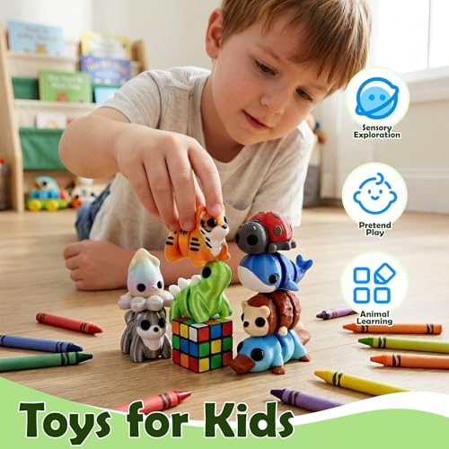 40 Mini 3D Printed Articulated Animals - Cybermaker Pack for Party Favors & Classroom Prizes