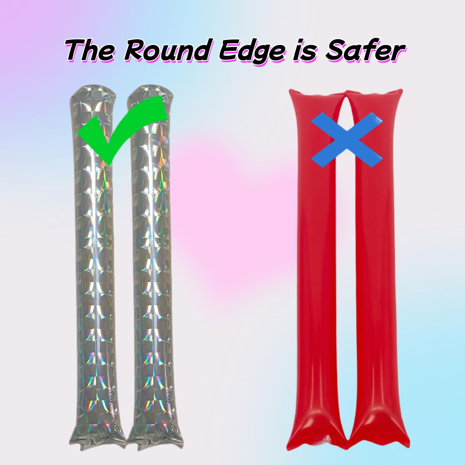 40-Pack Inflatable Thunder Sticks (23.6") for Sports Cheering – Boom Sticks in 9 Colors