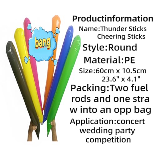 40-Pack Inflatable Thunder Sticks (Blue) – Cheering Sticks for Sports, Parties, and Events