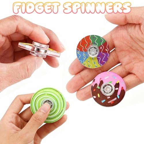 40-Pack Mini Fidget Spinners Bulk - Donut Style Quiet Fidget Toys for Kids, Teens & Adults - Classroom Prizes, Party Favors, Goodie Bag Stuffers - TGIQROVE