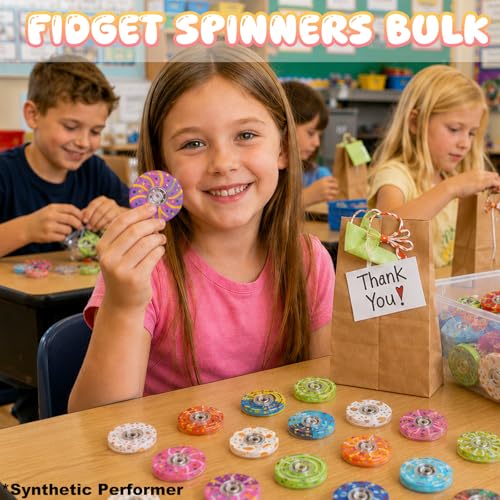 40-Pack Mini Fidget Spinners Bulk - Donut Style Quiet Fidget Toys for Kids, Teens & Adults - Classroom Prizes, Party Favors, Goodie Bag Stuffers - TGIQROVE