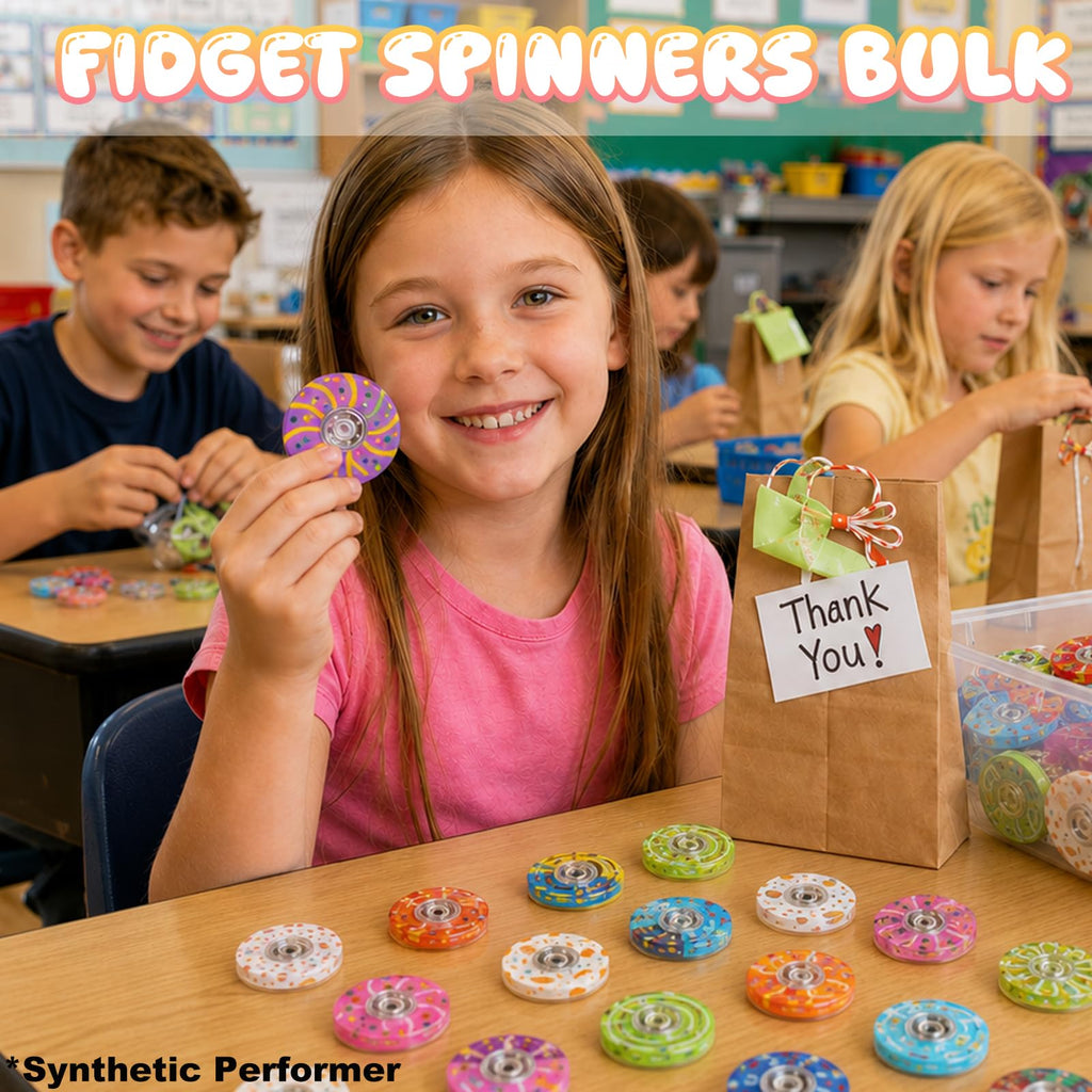 40-Pack Mini Fidget Spinners Bulk - Donut Style Quiet Fidget Toys for Kids, Teens & Adults - Classroom Prizes, Party Favors, Goodie Bag Stuffers - TGIQROVE