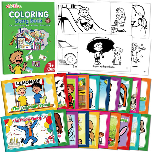 40 Pack Mini Story Coloring Books for Toddlers & Kids - Bulk Classroom Activity Supplies (Green, 4x6 Inches)