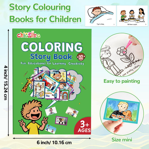 40 Pack Mini Story Coloring Books for Toddlers & Kids - Bulk Classroom Activity Supplies (Green, 4x6 Inches)