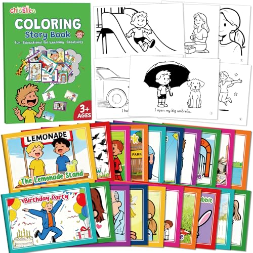40 Pack Mini Story Coloring Books for Toddlers & Kids - Bulk Classroom Activity Supplies (Green, 4x6 Inches)
