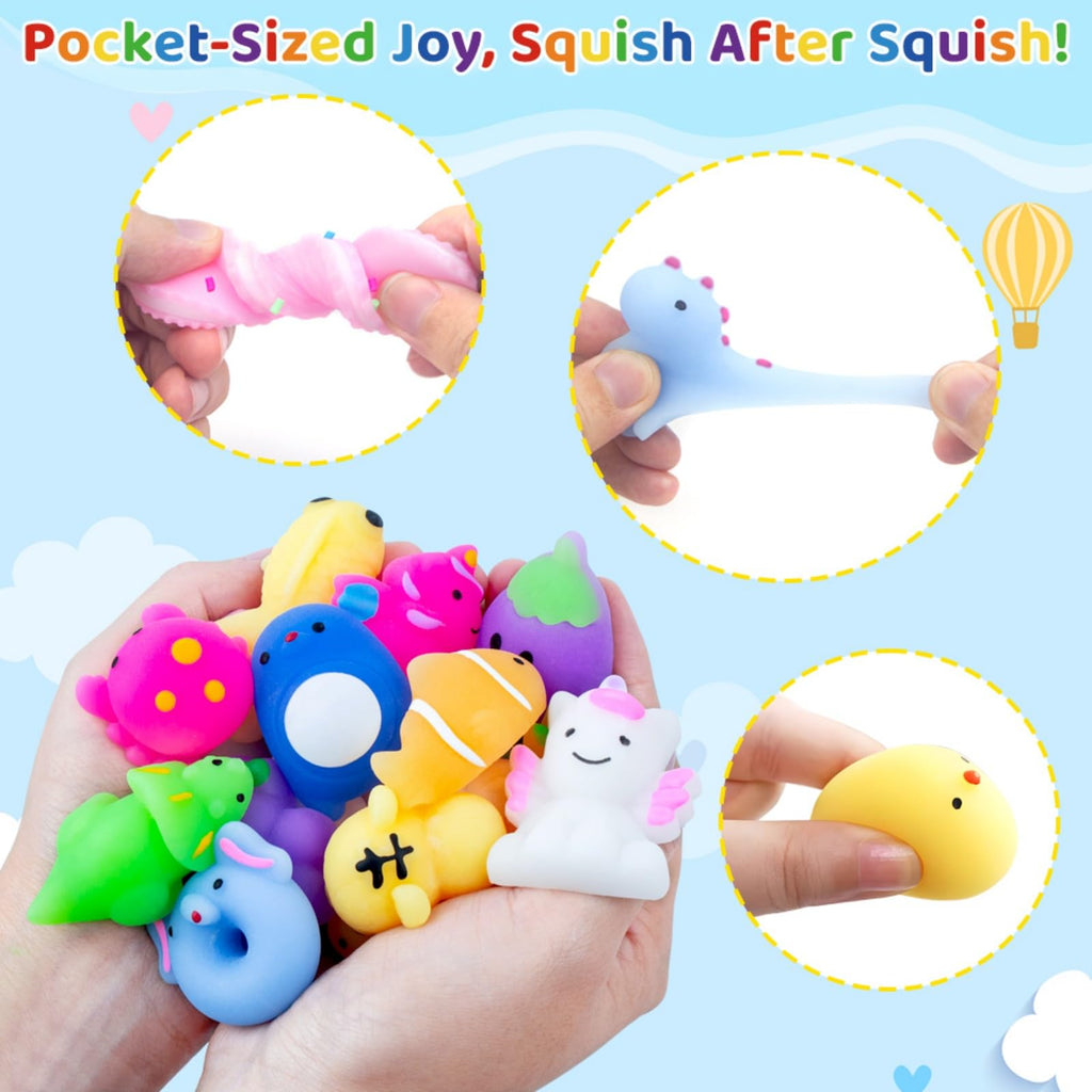 40-Pack Mochi Squishies: Unique Kawaii Animal Squishy Toys for Kids Party Favors