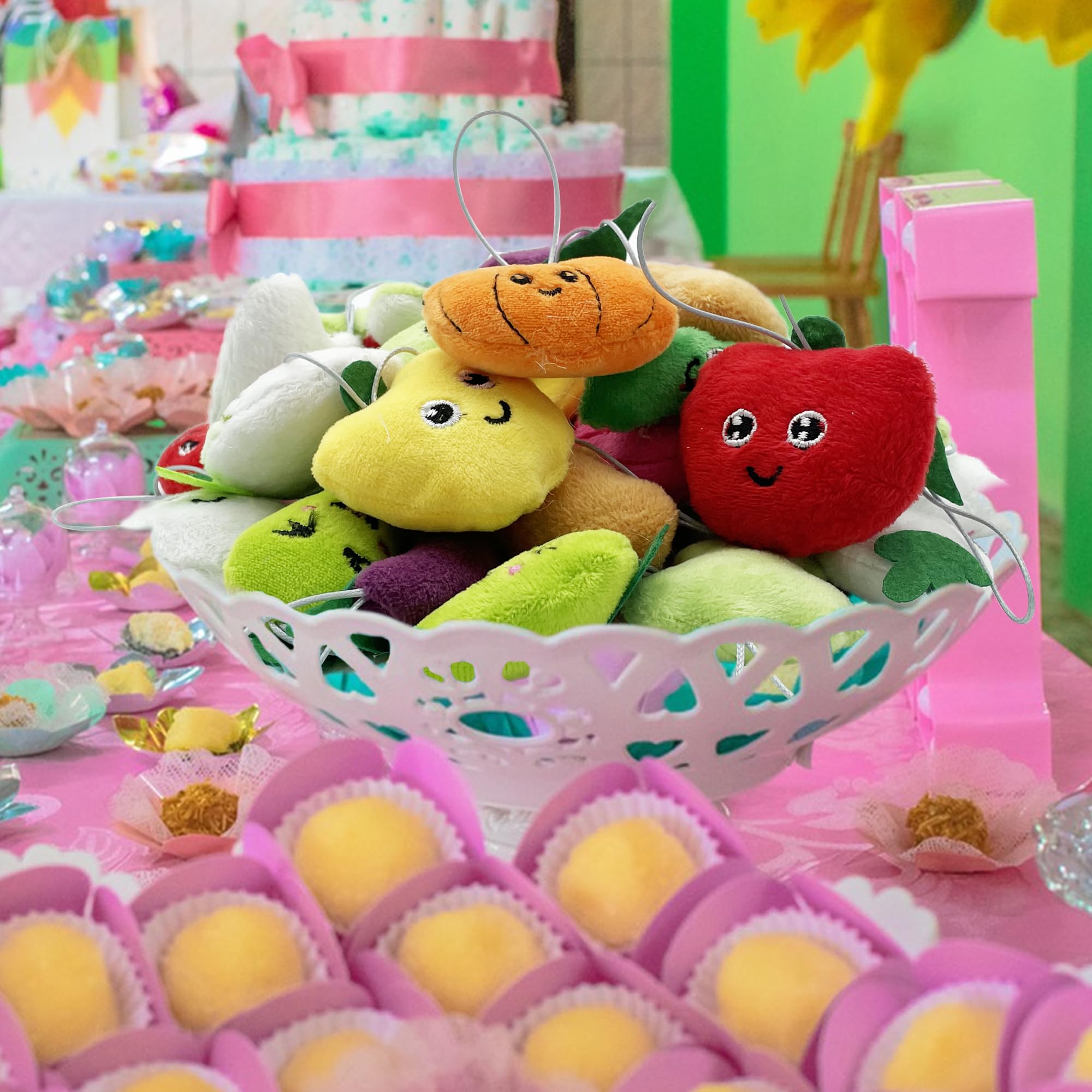 40-Piece Mini Vegetable Plush Toy Set by XIPEGPA - Soft Stuffed Keychain Toys for Party Favors, Classroom Prizes, and Easter Egg Stuffers