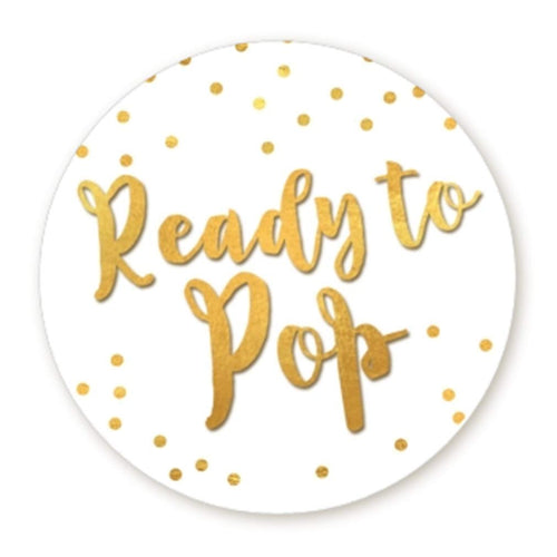 40 Ready to Pop Baby Shower Stickers – Faux Metallic Gold, 2-Inch Round, Gender-Neutral Party Favors