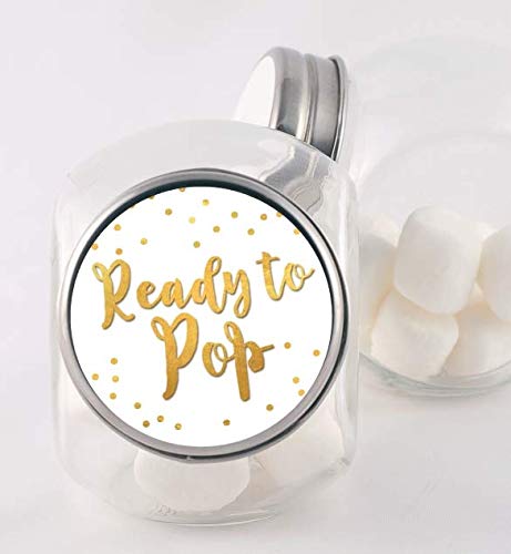 40 Ready to Pop Baby Shower Stickers – Faux Metallic Gold, 2-Inch Round, Gender-Neutral Party Favors