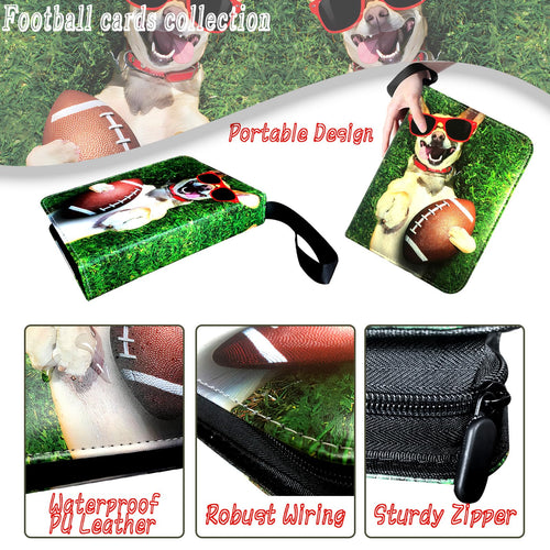 400-Pocket Football Card Binder by Rmannke – PU Leather, Zipper Closure, Holds 400 Cards