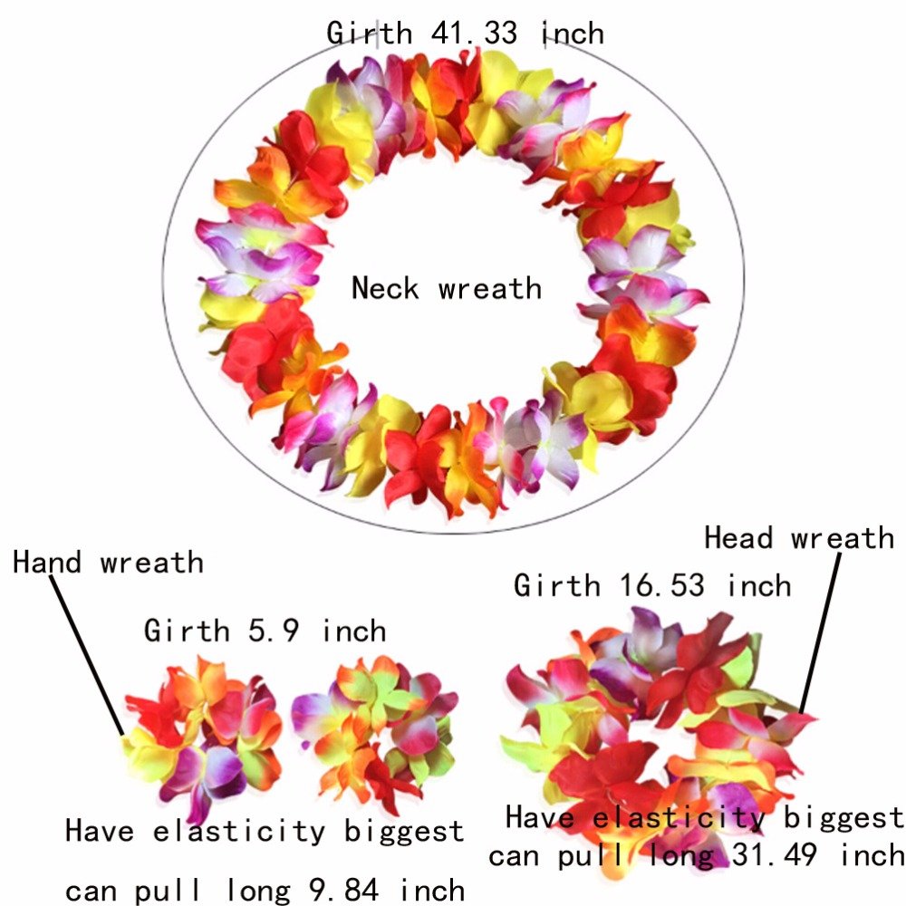 40cm Double-Layer Hula Grass Skirt Set for Kids with Flower Lei, Headband & Bracelets – Luau Party Costume