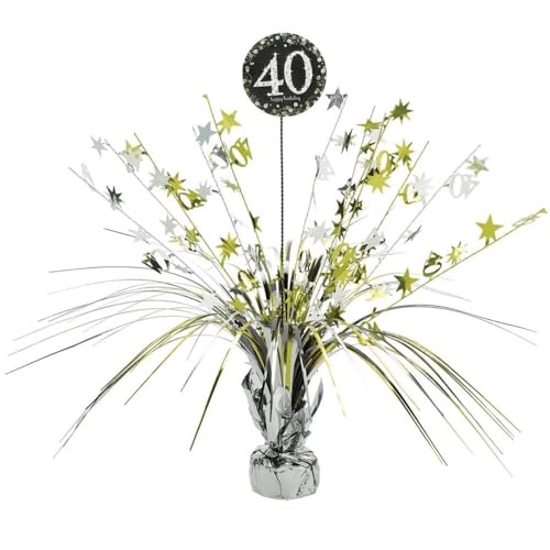 Amscan 18 Inch Gold & Silver Foil 40th Birthday Centerpiece - Elegant Party Decor