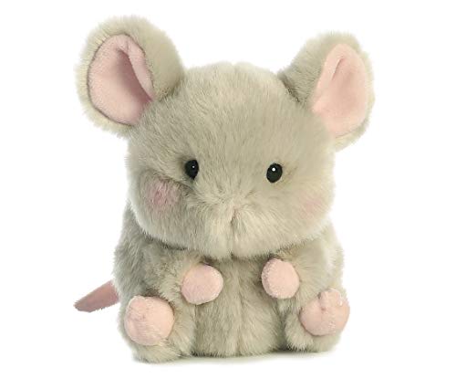 Aurora Rolly Pet Frisk Mouse Stuffed Animal - 5" Gray Plush, Sits & Rolls, Compact Travel Toy