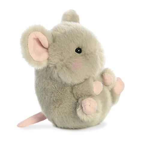Aurora Rolly Pet Frisk Mouse Stuffed Animal - 5" Gray Plush, Sits & Rolls, Compact Travel Toy
