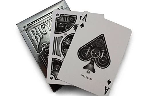 Bicycle Silver Steampunk Standard Index Poker Playing Cards – Premium USA-Made Deck