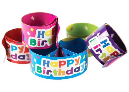 Teacher Created Resources Happy Birthday Balloons Slap Bracelets, 10-Piece Set for Kids’ Parties & Classroom Rewards
