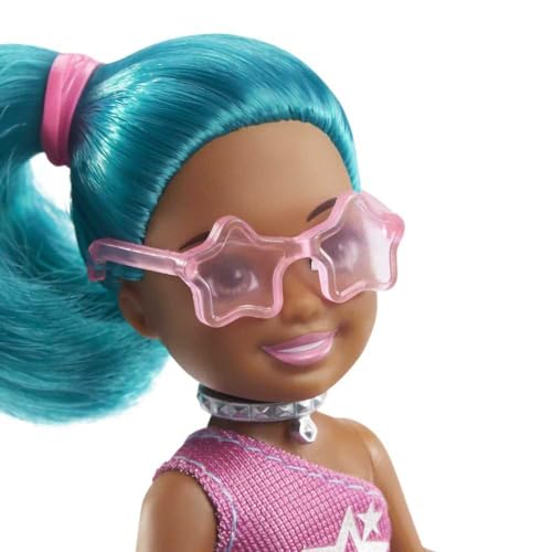 Barbie Chelsea Rockstar Playset – 6-in Brunette Doll with Guitar, Microphone, Headphones, VIP Tickets & Star Glasses, Gift for Ages 3+